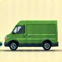 Stylized icon representing a delivery van or finished product.